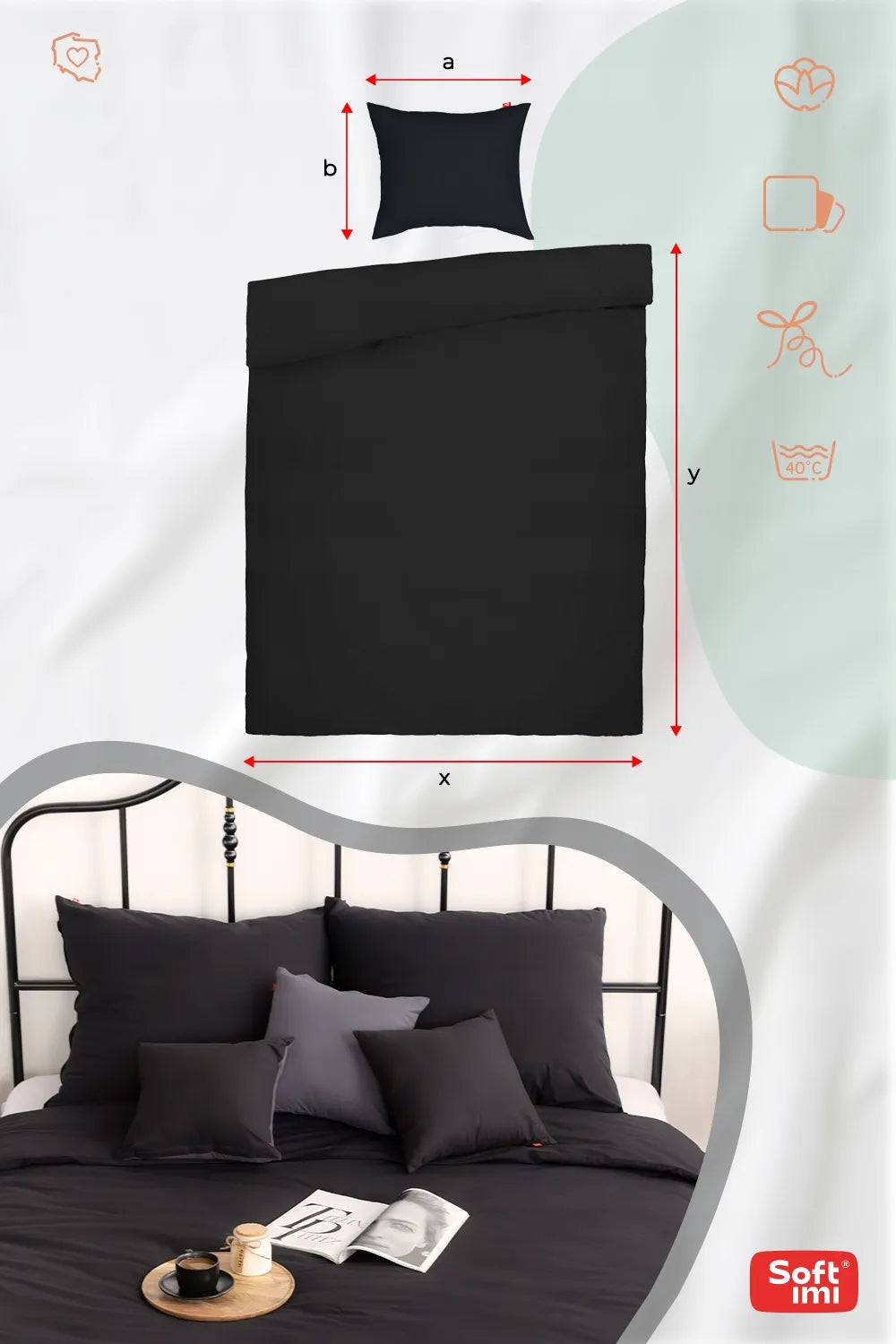 Medvilninės patalynės komplektas 140x200 + 1 užvalkalas 70x80