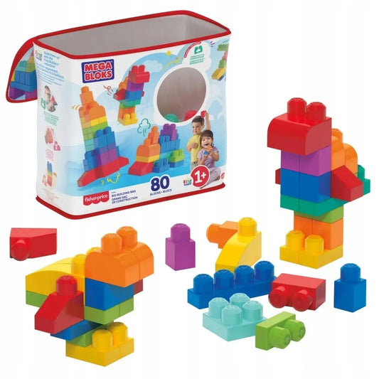 MEGA BLOKS Fisher-Price didelių kaladėlių rinkinys, 80 vnt., ECO krepšys, DCH63