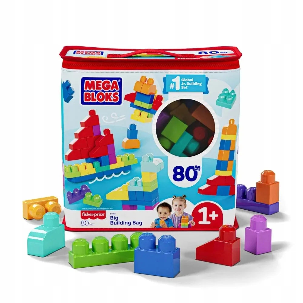MEGA BLOKS Fisher-Price didelių kaladėlių rinkinys, 80 vnt., ECO krepšys, DCH63