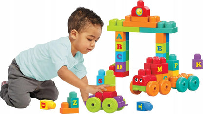 MEGA BLOKS konstruktorius „Mano pirmasis ABC traukinukas“, 60 dalių