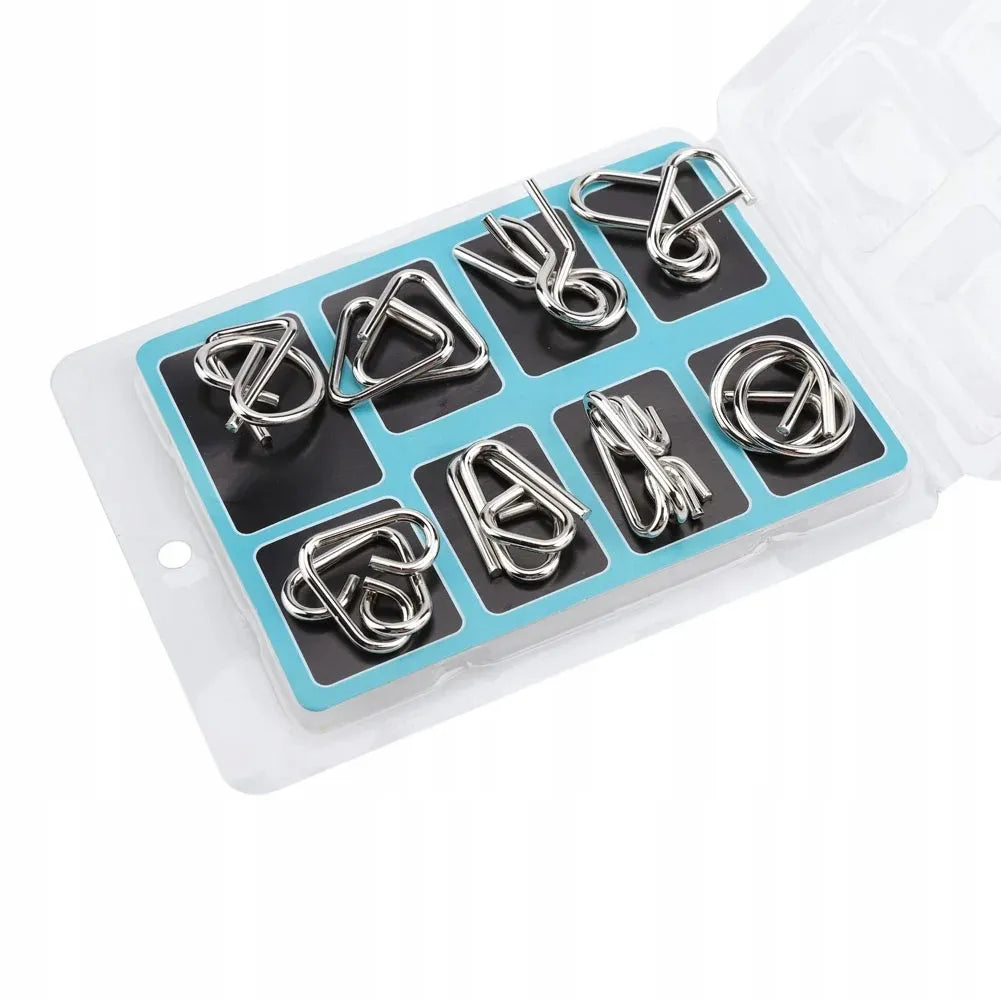 Metalinės vielinės galvosūkės „NAILS“, 8 vnt. rinkinys