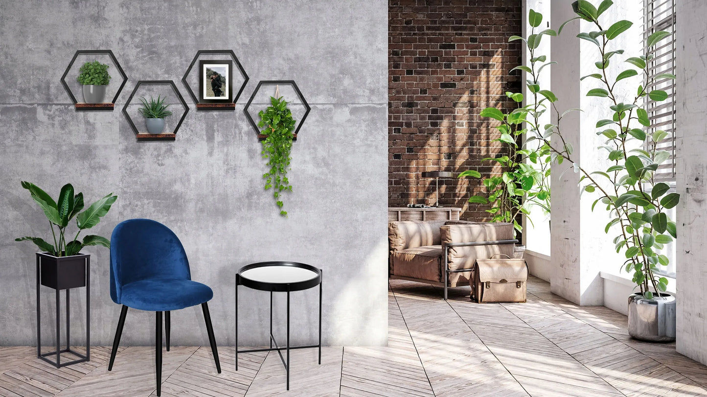 Metalinis gėlių stovas su juoda lentyna „Honung Rustic“ loft