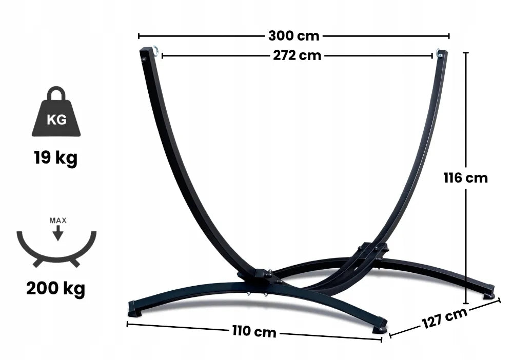 Metalinis hamako stovas, tvirtas ir stabilus sodo hamako stovas, 200 kg