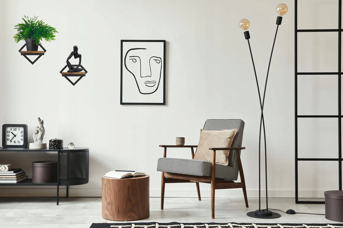 Metalinis sieninis vazonų laikiklis juodas Doron Rustic loft