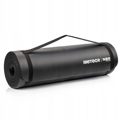 Meteor NBR mankštos kilimėlis jogai ir fitnesui 182x62x1,5 cm, vyniojamas