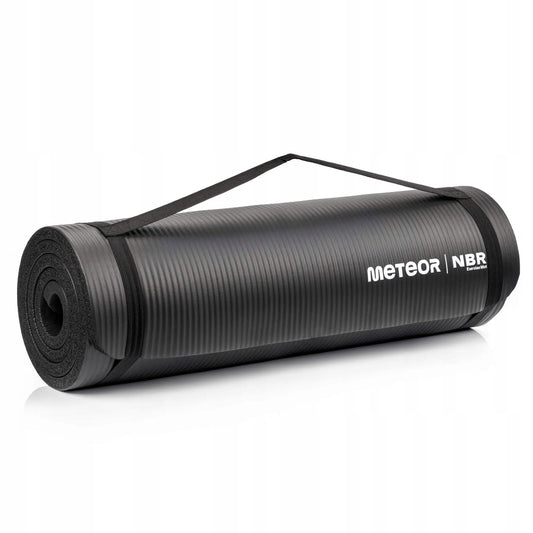 Meteor NBR mankštos kilimėlis jogai ir fitnesui 182x62x1,5 cm, vyniojamas