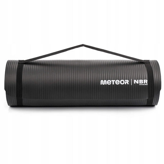 Meteor NBR mankštos kilimėlis jogai ir fitnesui 182x62x1,5 cm, vyniojamas