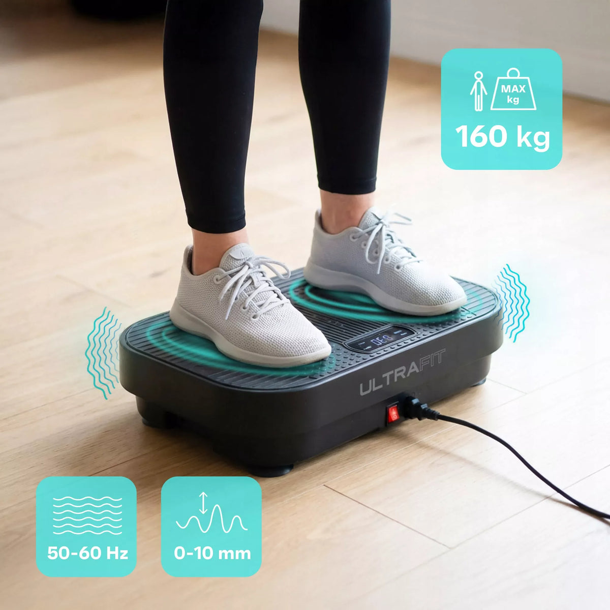 Meteor vibracinė platforma, treniruoklis ir masažuoklis su nuotolinio valdymo pulteliu iki 160 kg
