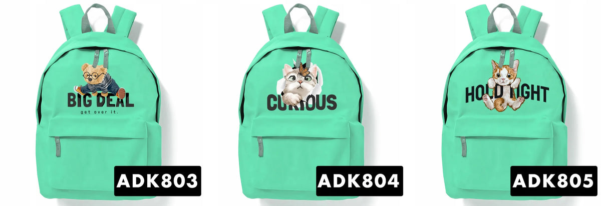 Mėtų spalvos mokyklinė kuprinė „Curious Cat“