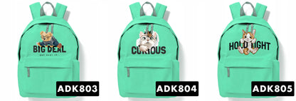 Mėtų spalvos mokyklinė kuprinė „Curious Cat“