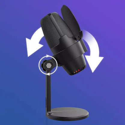 Mikrofonas kompiuteriui su stovu – studijinis, žaidimams, USB-C / USB 3.0
