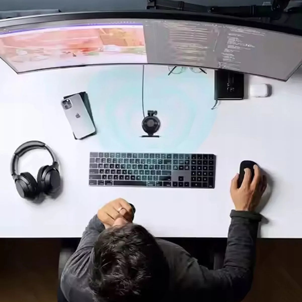 Mikrofonas kompiuteriui su stovu – studijinis, žaidimams, USB-C / USB 3.0