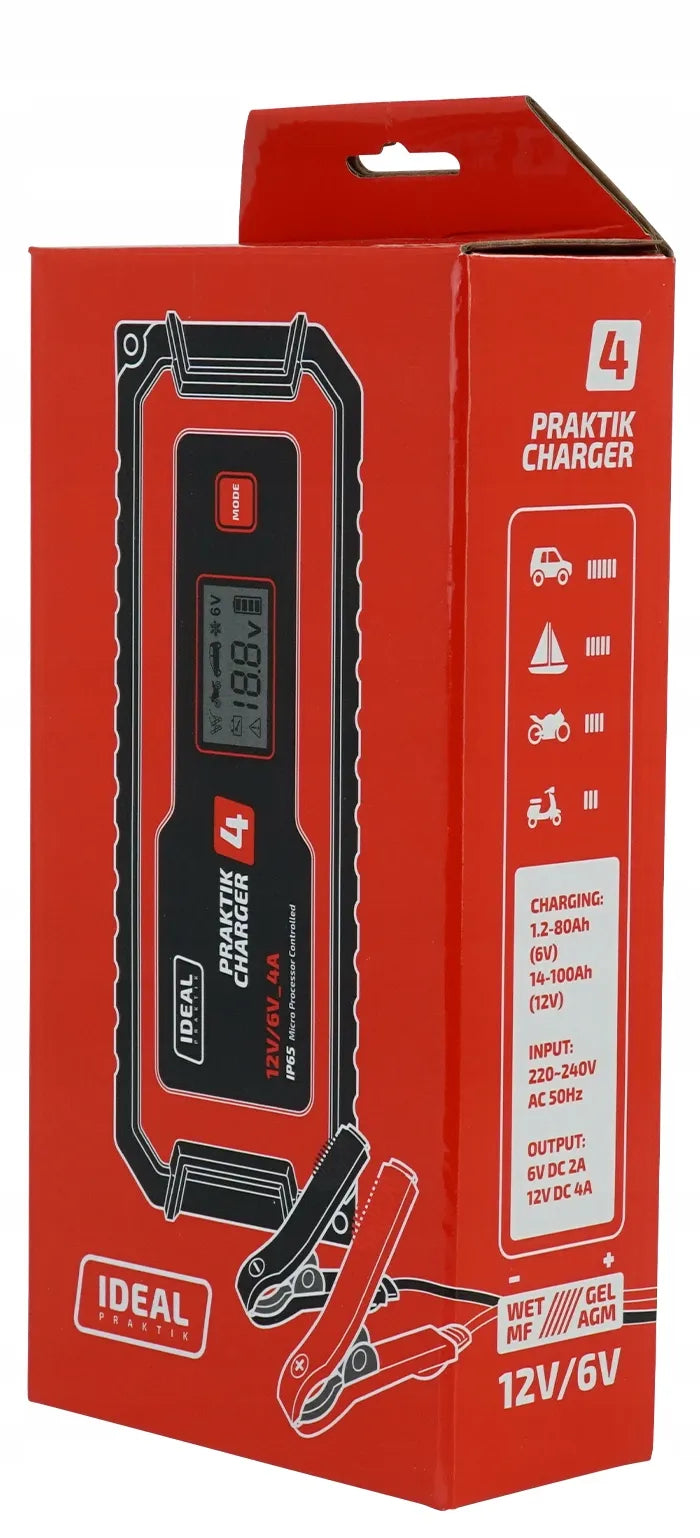 Mikroprocesorinis įkroviklis PRAKTIK CHARGER 4 6V/12V AGM GEL EFB IP65