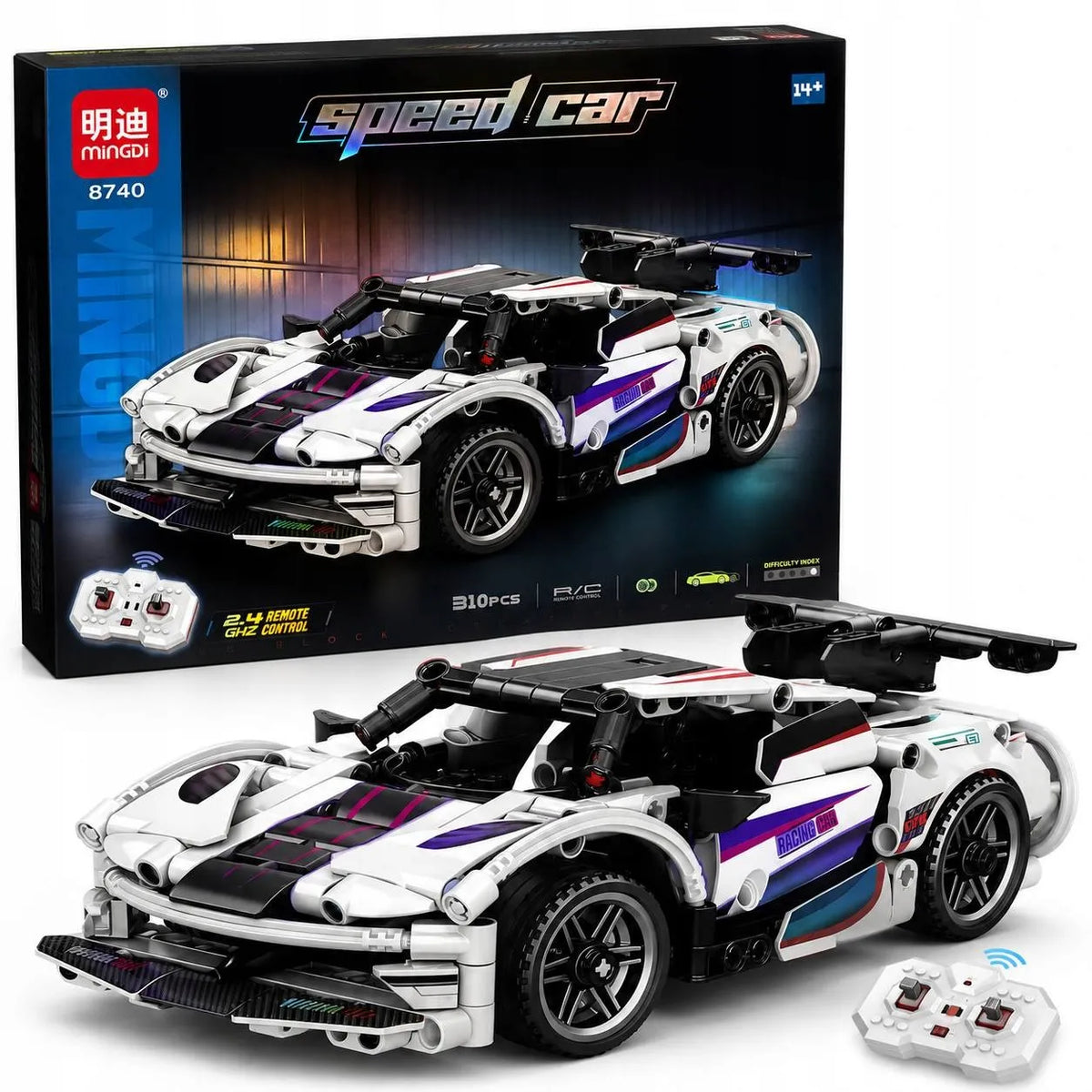 „MinGDi“ RC automobilio konstruktorius, 310 detalių, nuotolinis valdymas, 2,4 GHz