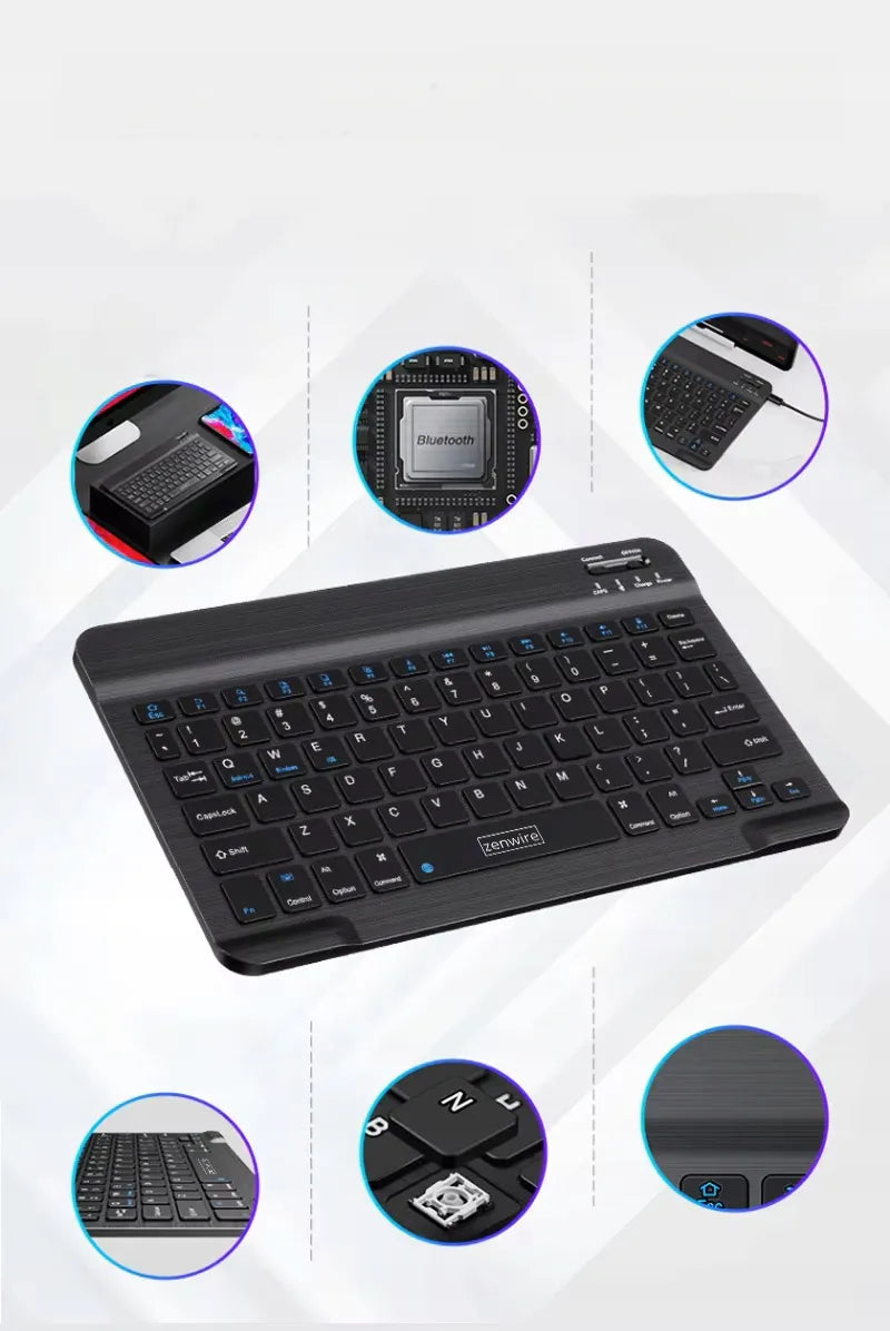 Mini belaidė „Bluetooth“ klaviatūra, nešiojama, skirta planšetei, „Smart TV“, kompiuteriui, „Slim“