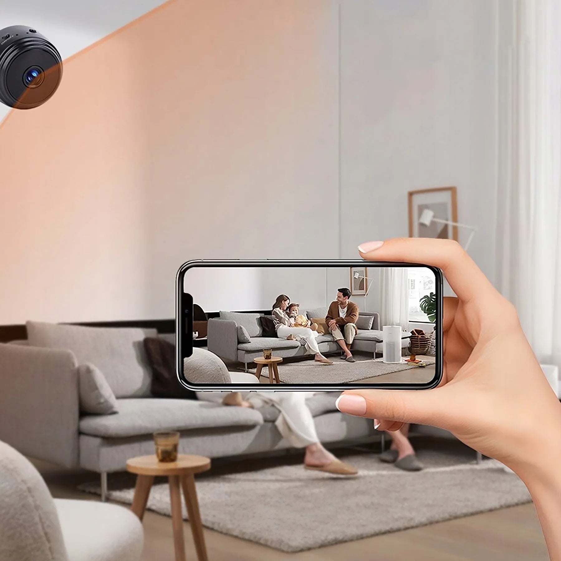 MINI ŠNIPINĖ KAMERA SU „Wi-Fi“, JUDESIO APTIKIMU, STEBĖJIMU, PASLĖPTA, „FULL HD“ KAMERА