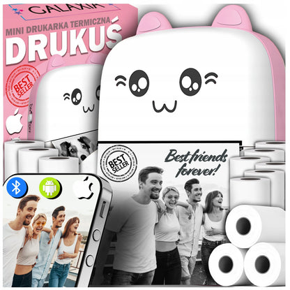 Mini terminis spausdintuvas, originalus, nešiojamas nuotraukų spausdintuvas + 11 ritinėlių
