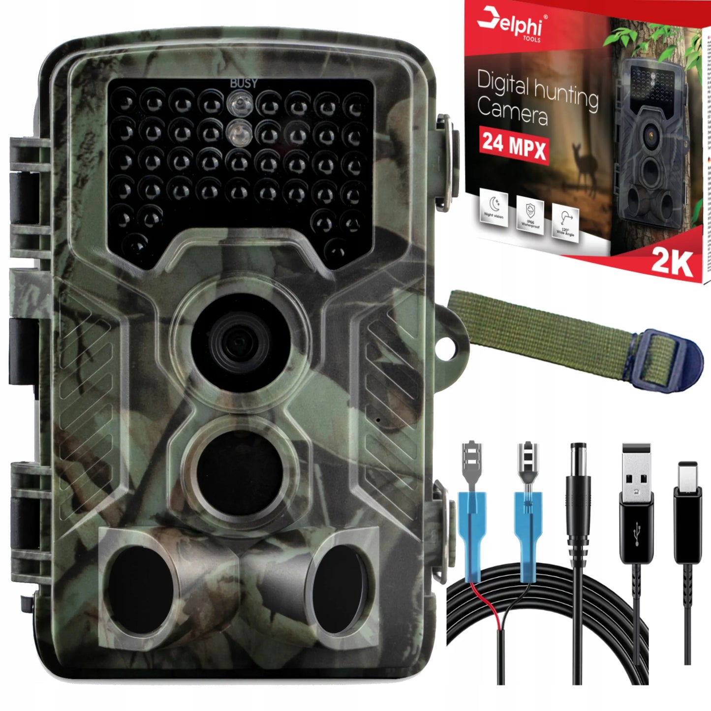 Miškinė kamera „Delphi HC-800A“ 24 Mpx Full HD, nematomi IR 940nm spinduliai