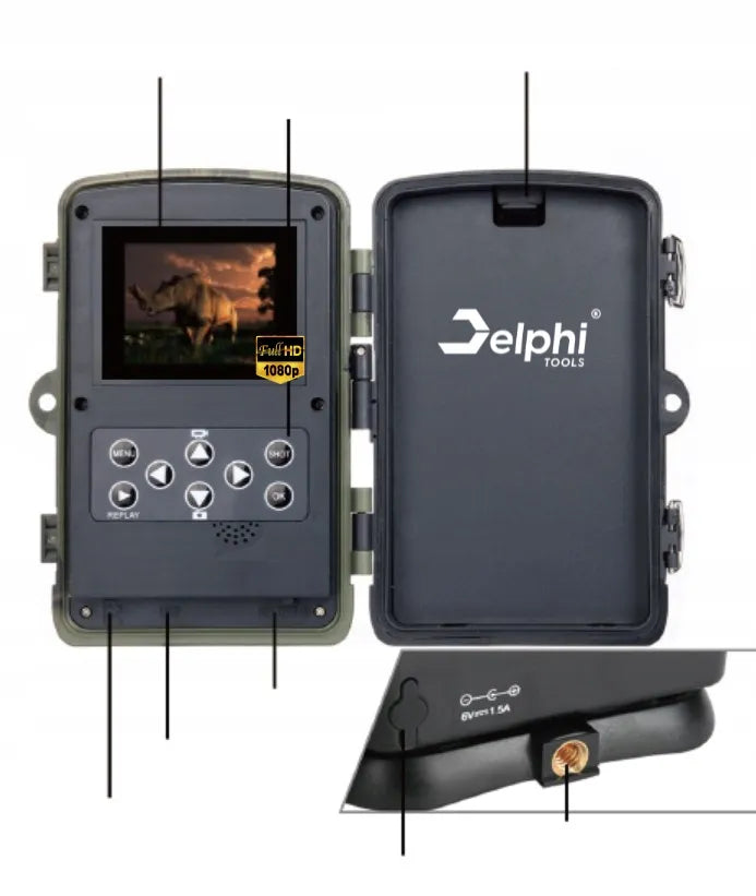 Miškinė kamera „Delphi HC-800A“ 24 Mpx Full HD, nematomi IR 940nm spinduliai