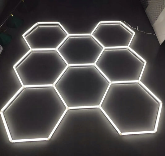ML šešiakampės LED lempos 244 × 257 cm, korio raštas, namams, garažui ir angarui