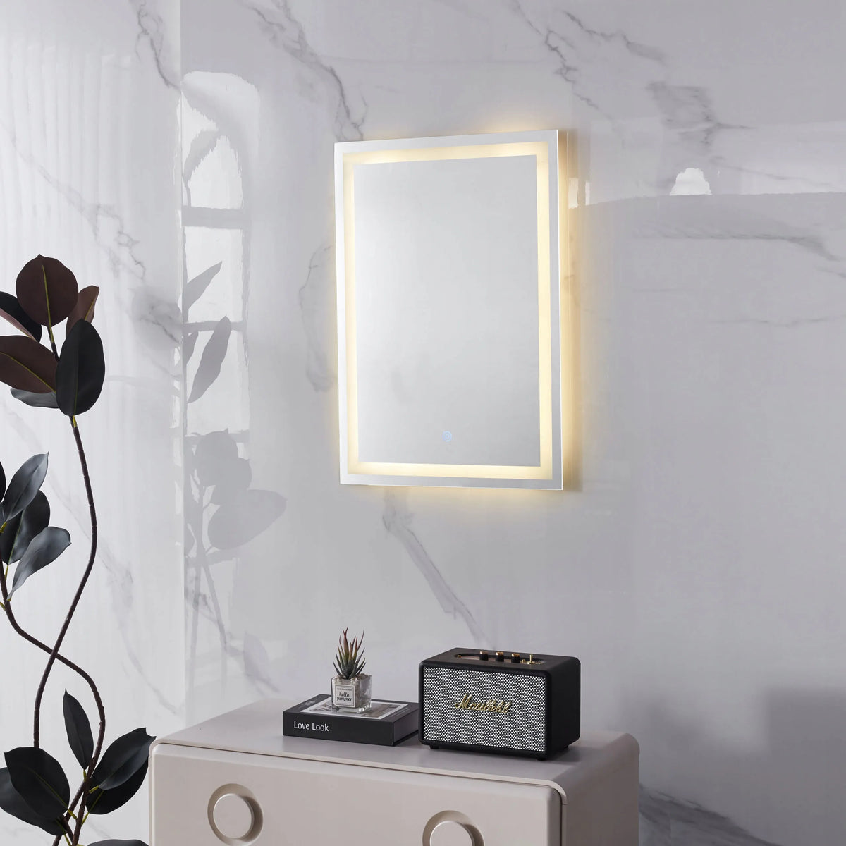 ModernHome LED vonios veidrodis, 50 × 70 cm, 3 šviesos spalvos