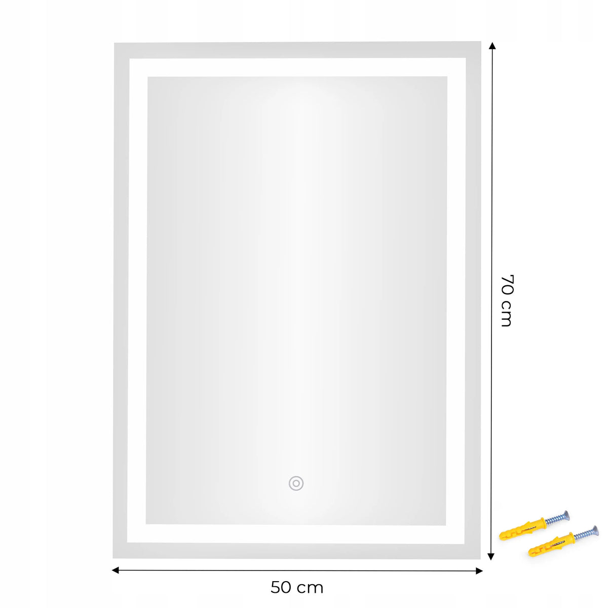 ModernHome LED vonios veidrodis, 50 × 70 cm, 3 šviesos spalvos