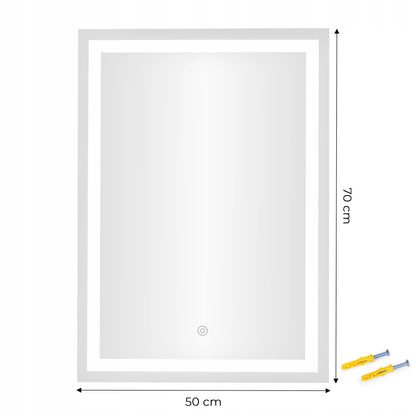 ModernHome LED vonios veidrodis, 50 × 70 cm, 3 šviesos spalvos