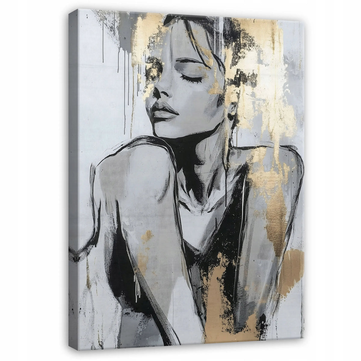 Modernus moters veido paveikslas ant drobės su rėmu, 60 × 40 cm