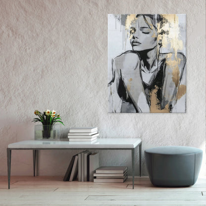 Modernus moters veido paveikslas ant drobės su rėmu, 60 × 40 cm