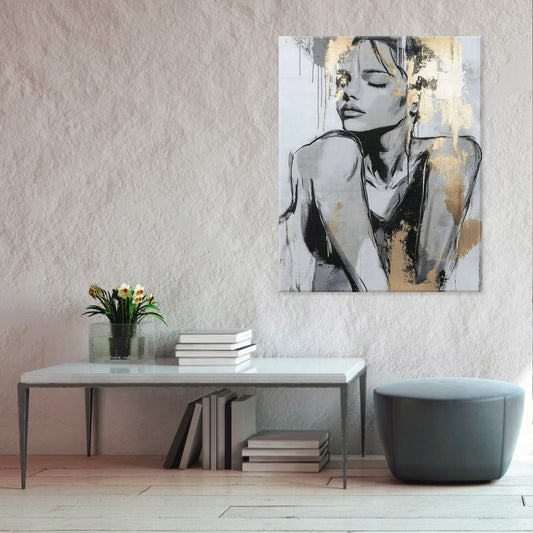 Modernus moters veido paveikslas ant drobės su rėmu, 60 × 40 cm