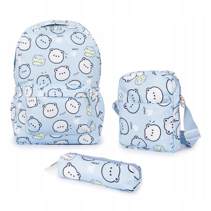 Mokyklinė kuprinė Teddy Bear RINKINYS Penalas + Krepšelis 1-3 klasėms