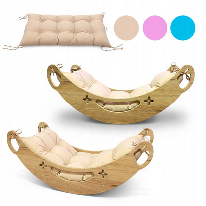 „Montessori“ supamasis žaislas vaikams 3 viename su pagalvėle, čiuožykla ir laipiojimo sienele, Wood Style