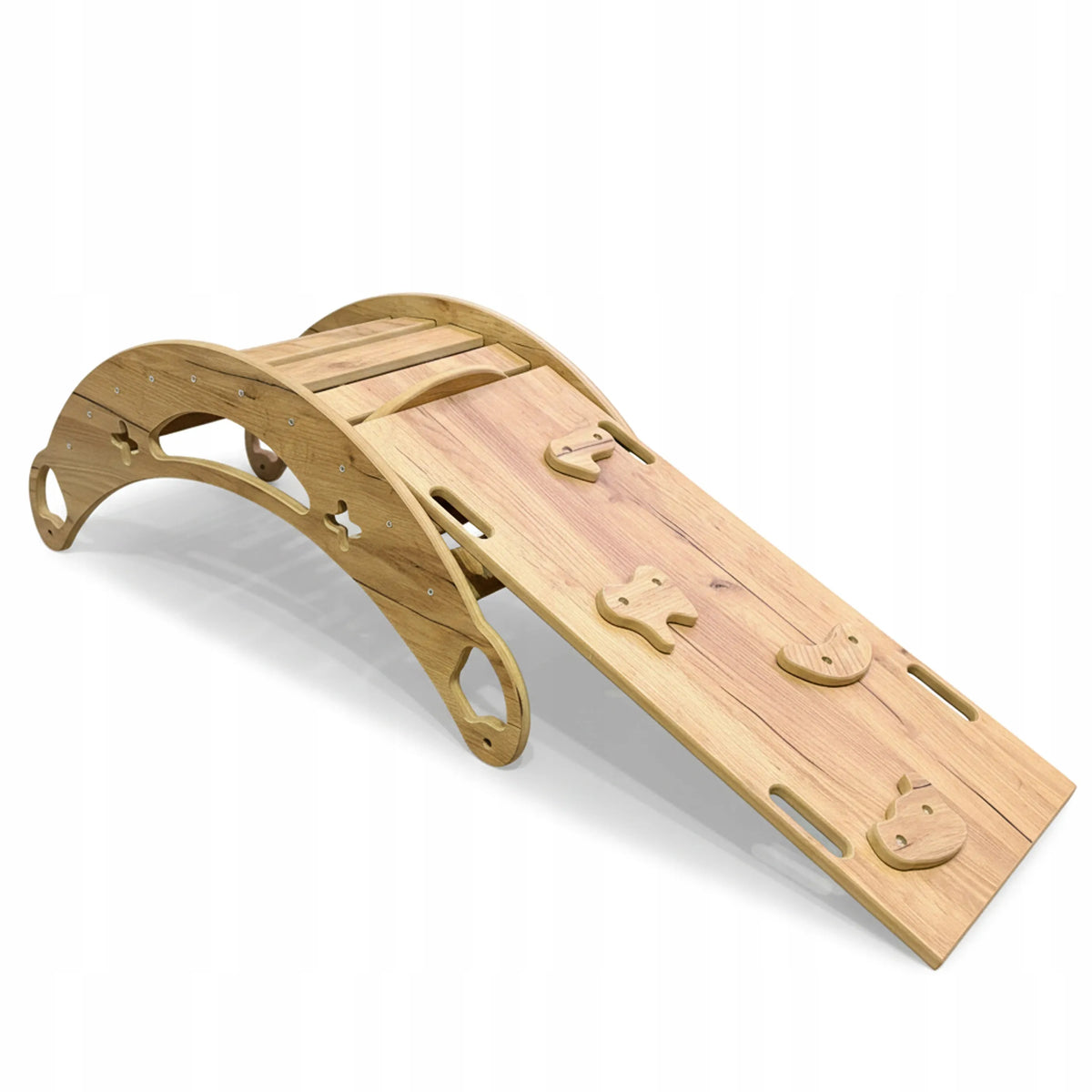 „Montessori“ supamasis žaislas vaikams 3 viename su pagalvėle, čiuožykla ir laipiojimo sienele, Wood Style