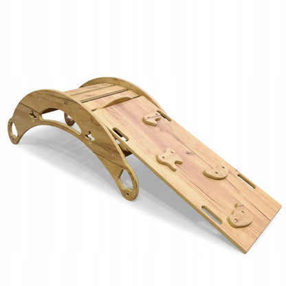 „Montessori“ supamasis žaislas vaikams 3 viename su pagalvėle, čiuožykla ir laipiojimo sienele, Wood Style