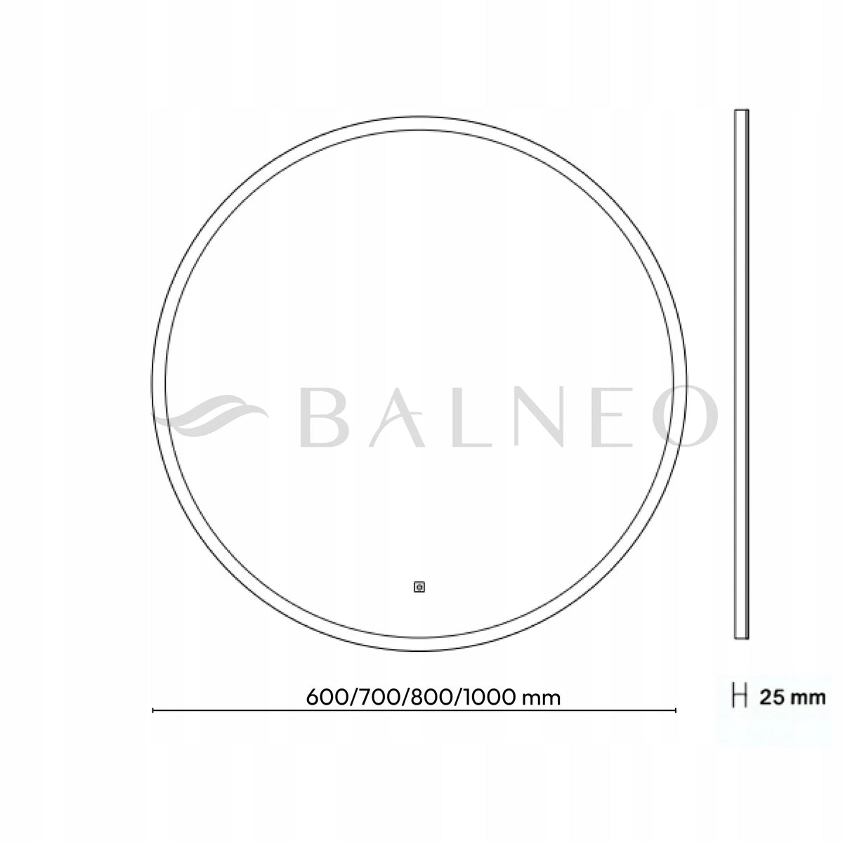 MOON LED apšviečiamas apvalus vonios veidrodis, sieninis, 60 cm