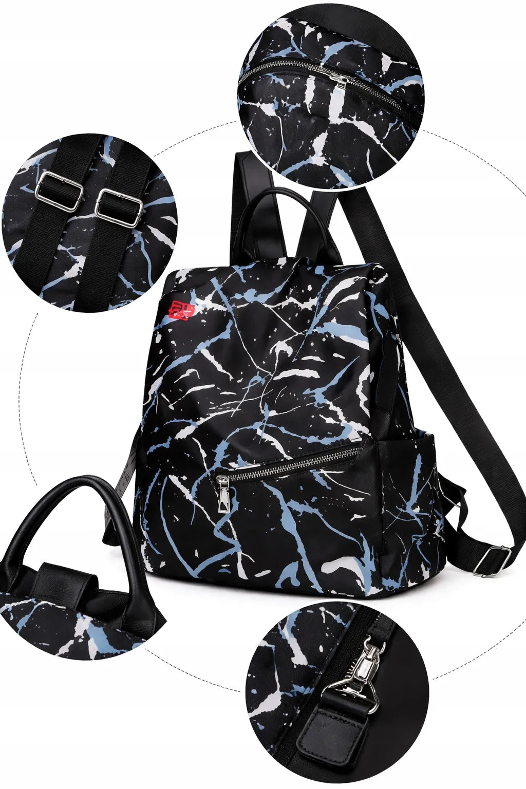 Moteriška marmurinio rašto kuprinė-rankinė 2in1