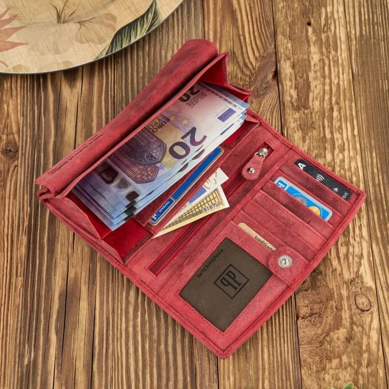 Moteriška odinė piniginė ir odinis raktų dėklas dovanų rinkinys retro