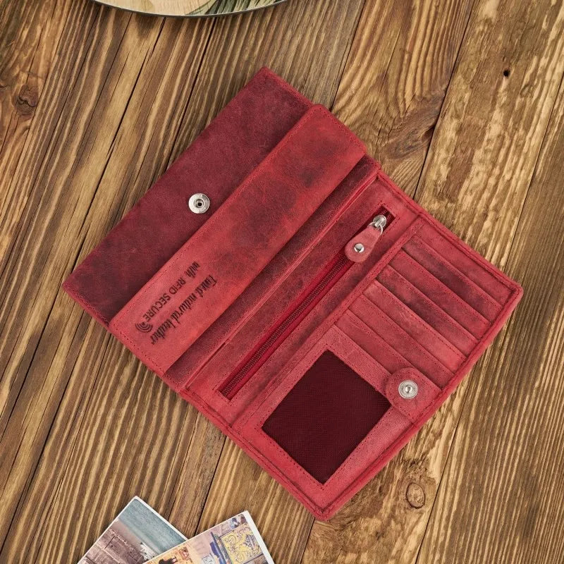 Moteriška odinė piniginė ir odinis raktų dėklas dovanų rinkinys retro