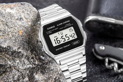 Moteriškas CASIO Vintage A158WEA-1EF laikrodis, atsparus vandeniui, su dėžute