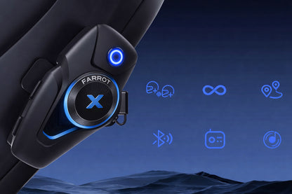 Motociklista Interkoms Ķiverei 2 gab. – Bluetooth 5.3, ANC Trokšņu Slāpēšana, FM Radio, Sakari līdz 500 m, Darbība līdz 100 km/h