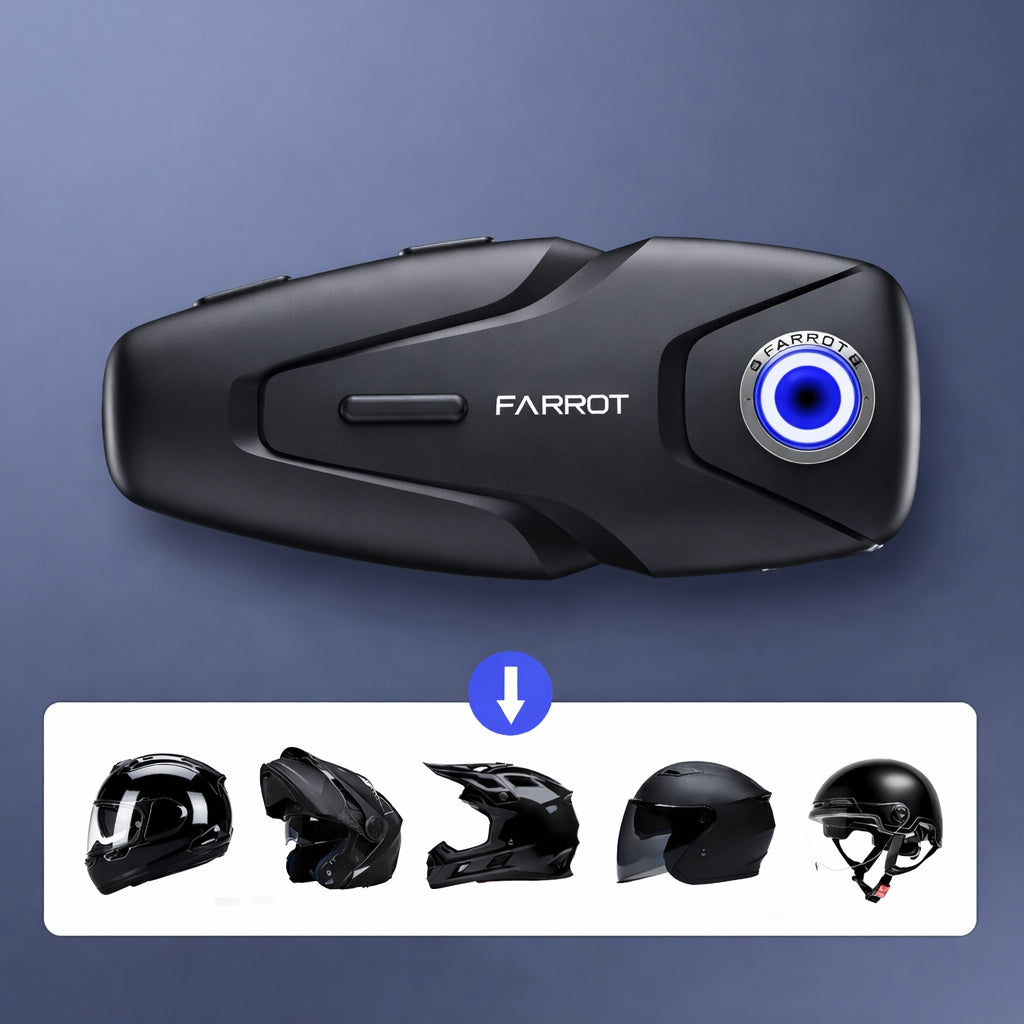 Motociklista Interkoms Ķiverei 2 gab. – Bluetooth 5.3, ANC Trokšņu Slāpēšana, FM Radio, Sakari līdz 500 m, Darbība līdz 100 km/h
