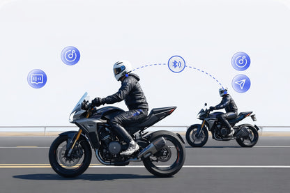 Motociklista Interkoms Ķiverei 2 gab. – Bluetooth 5.3, ANC Trokšņu Slāpēšana, FM Radio, Sakari līdz 500 m, Darbība līdz 100 km/h