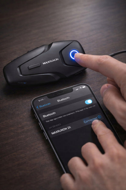 Motociklu interkoms Bluetooth 5.3 ar ANC — sakaru attālums 500 m, darbība līdz 100 km/h, 2 lietotājiem, IPX5 ūdensizturība