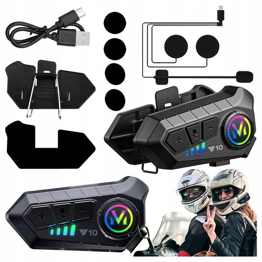 Motociklinis domofonas "Bluetooth Y10" universalus su hibridiniu mikrofonu