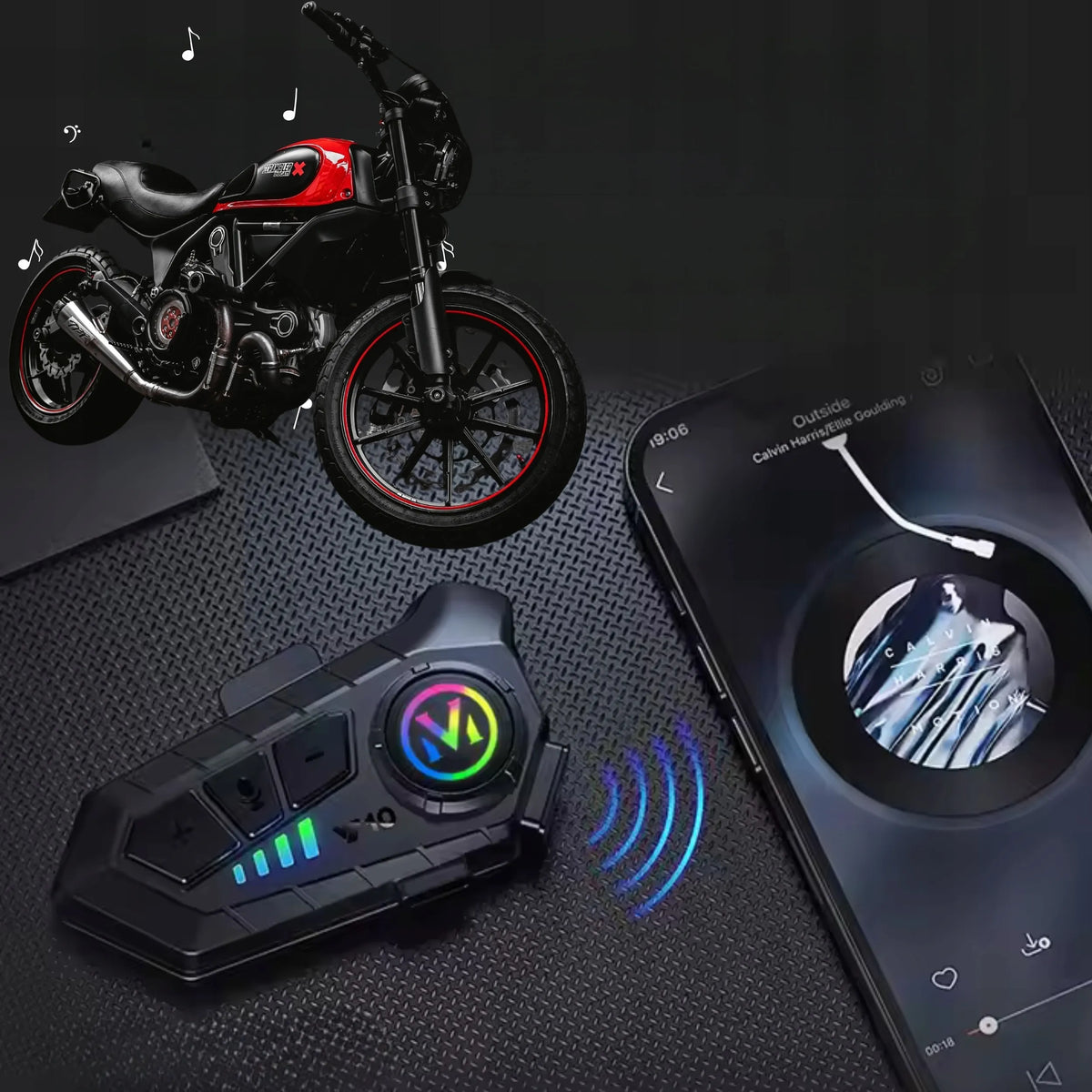 Motociklinis domofonas "Bluetooth Y10" universalus su hibridiniu mikrofonu