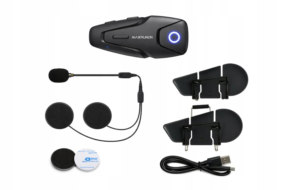 Motociklo domofonas 2 vnt. Bluetooth 5.3 ANC 100km/h FM 500m 2 asmenims