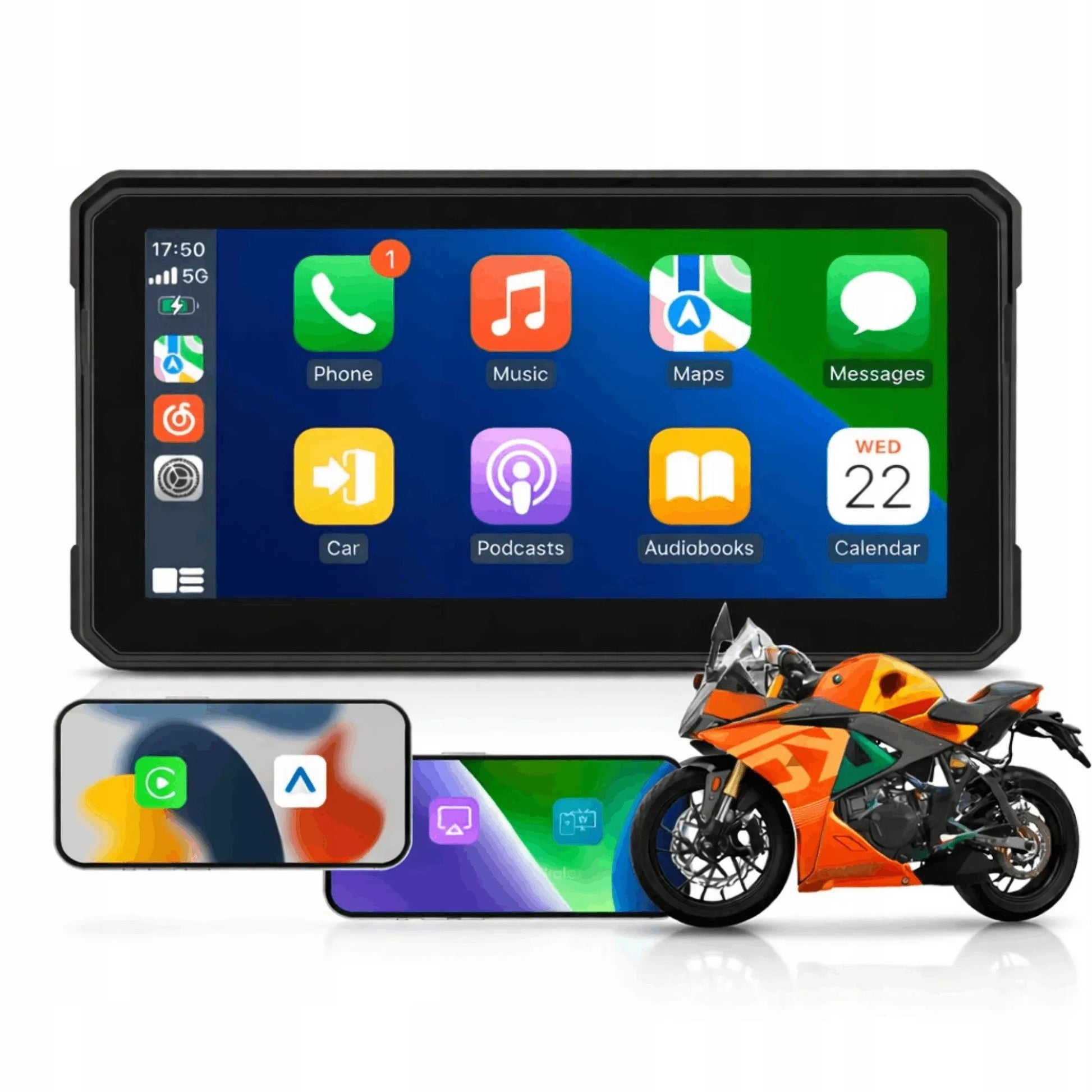 Motociklo navigacija (CarPlay, Android Auto)