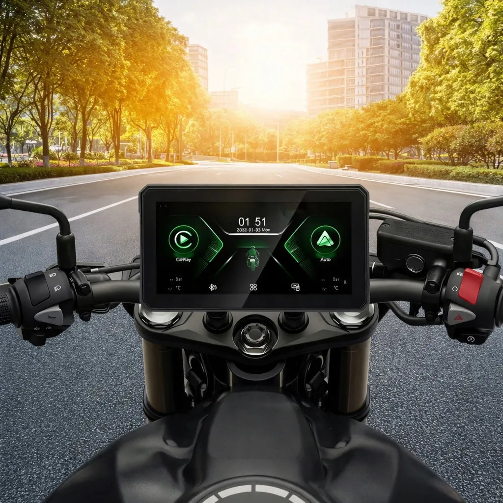 Motociklo navigacija (CarPlay, Android Auto)