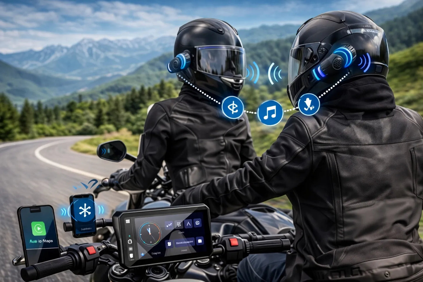 Motociklo navigacija (CarPlay, Android Auto)