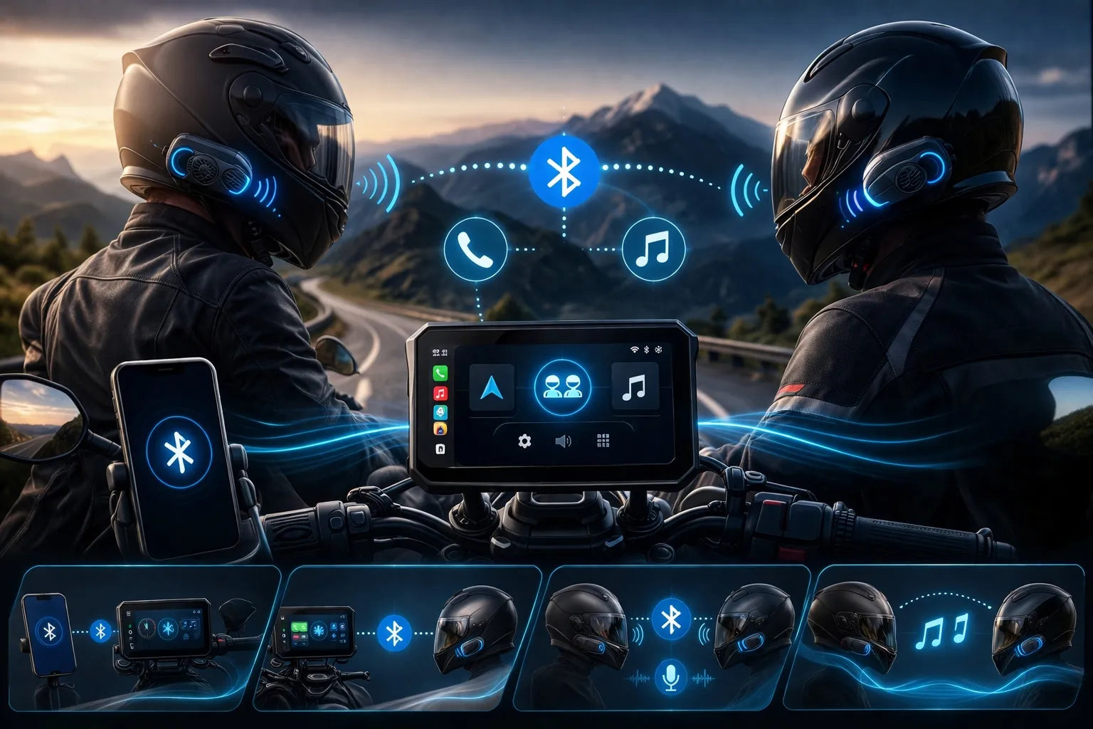 Motociklo navigacija (CarPlay, Android Auto)